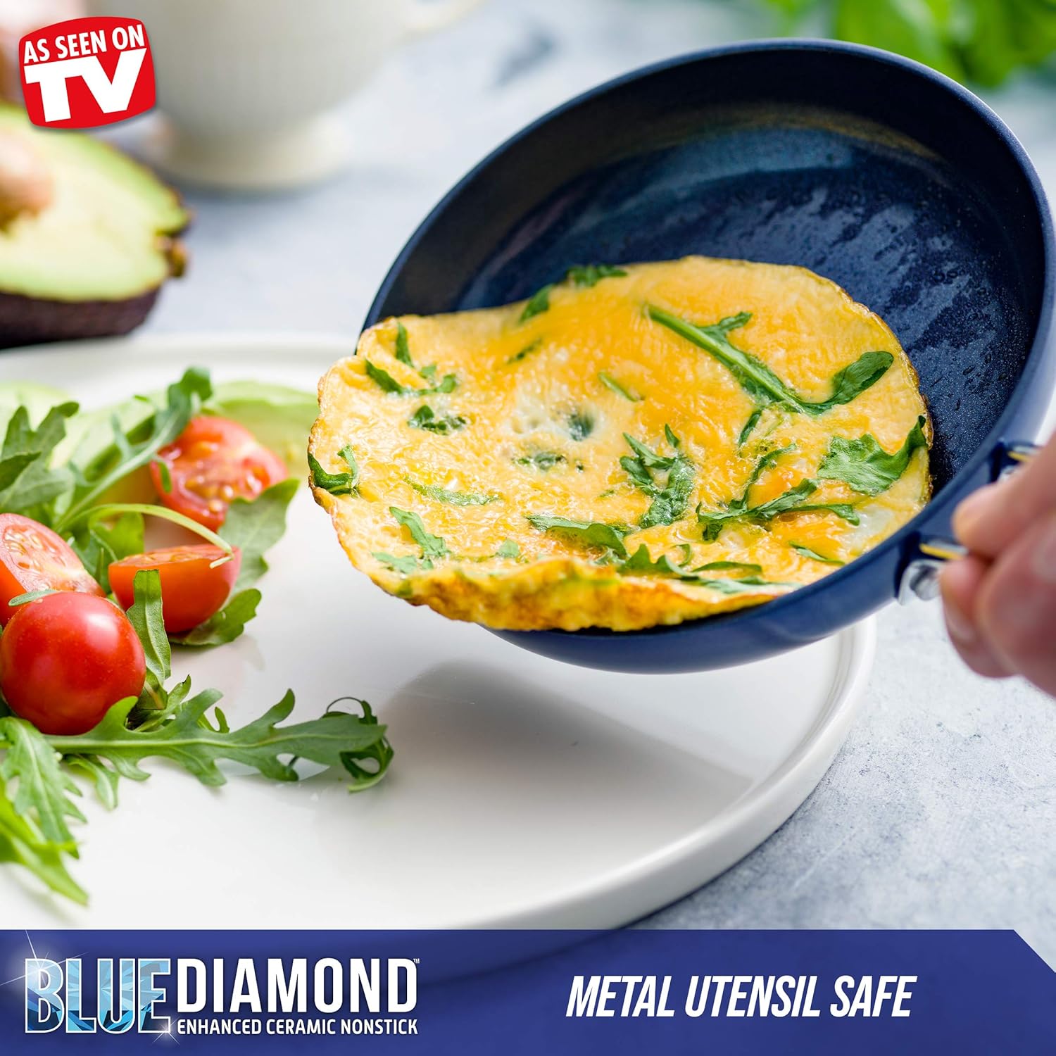 Blue Diamond Diamond Infused Ceramic Nonstick 12" Frying Pan with Lid, PFAS-Free, Oven Safe V747131