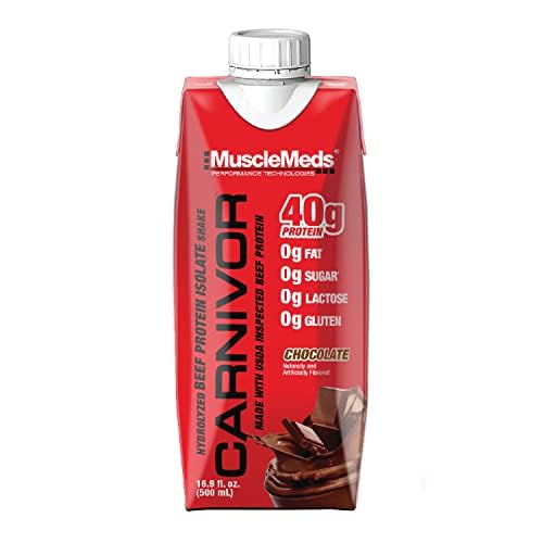 MuscleMeds Carnivor Ready to Drink Protein, Chocolate, 16.9 Fl Oz (Pack of 12) G3657