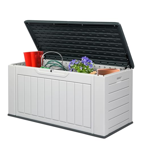 VINGLI Outdoor Storage Shed Resin Cabinet with Lockable Design, White M333440