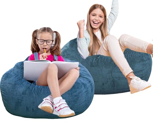 Faux Fur Bean Bag Chair for Adults with Filling, Blue J1419