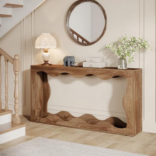 Tribesigns 63 Inches Farmhouse Console Table with Storage, Brown T384