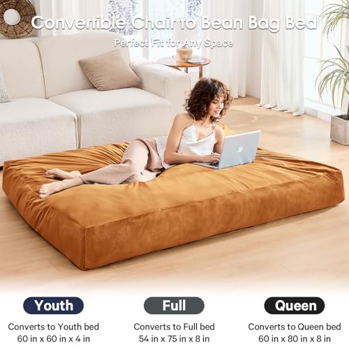 Giant Bean Bag Chair for Adults Convertible Bed with Microfiber Cover Charcoal G62613