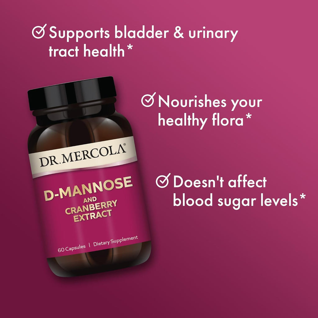 Dr. Mercola D-Mannose and Cranberry Extract, 60 Capsules, Urinary Tract Support I36470
