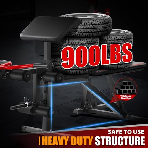 OPPSDECOR Professional Weight Bench Set with Barbell and Squat Rack, 900LBS Heavy Duty for Home Gym I582