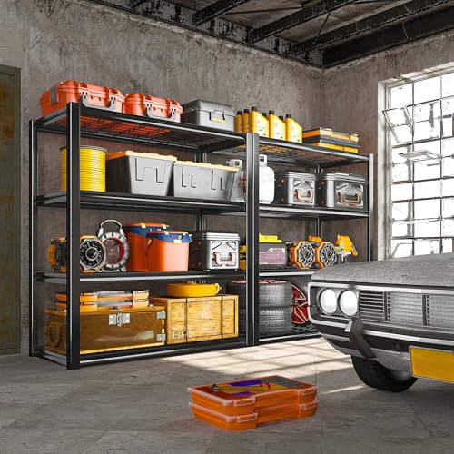 REIBII 40" W Garage Shelving 4-Tier Heavy Duty Adjustable Metal Shelves G342