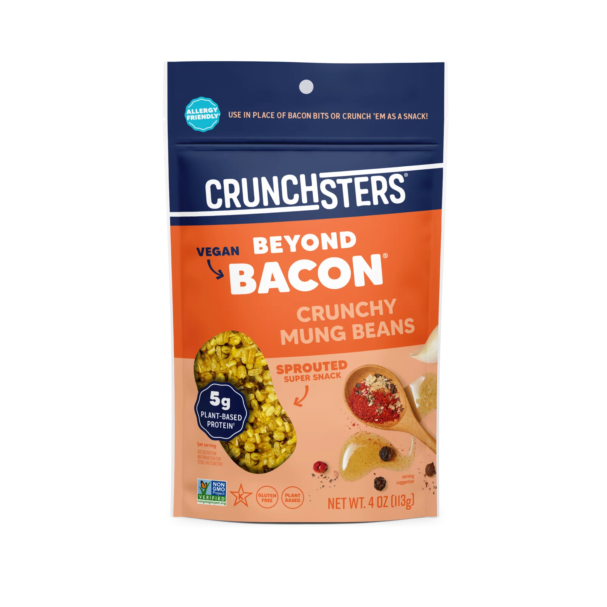 Crunchsters Sprouted Protein Snack Beyond Bacon 4oz 6-Pack W506797