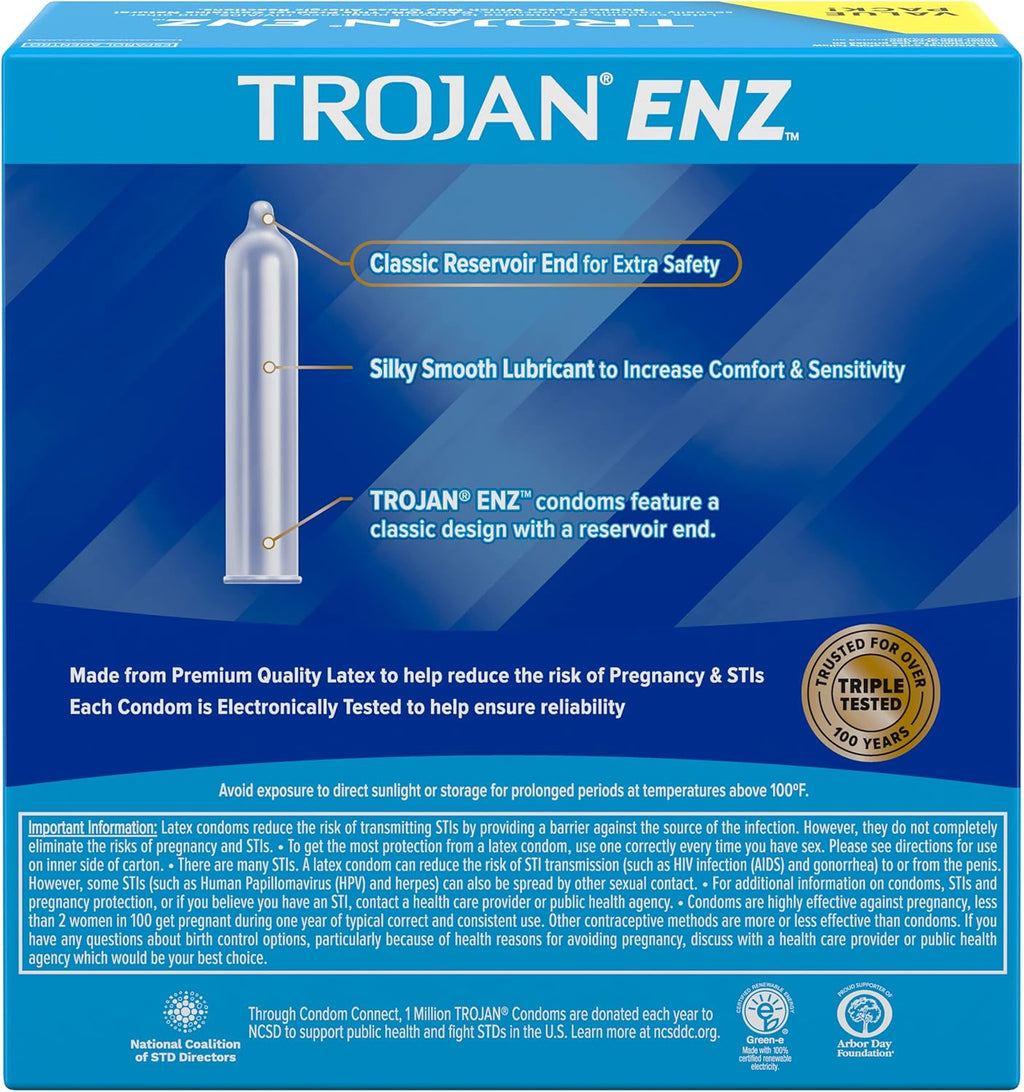 TROJAN ENZ Lubricated Condoms, Latex, 36 Count H473