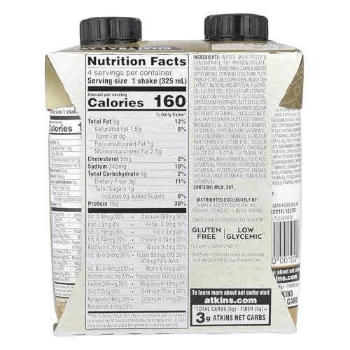 Atkins Creamy Milk Chocolate PLUS Protein Shake, 30g Protein, 12 Count Z1448
