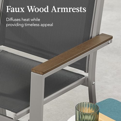 Best Choice Products 4-Piece Textilene Patio Conversation Set with Steel Frame, Taupe/Charcoal T8603