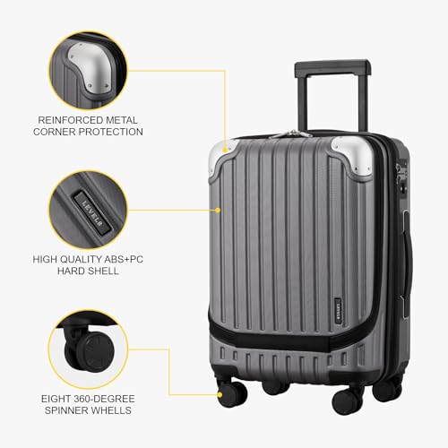 LEVEL8 Grace Carry On Luggage 20" Hardside Spinner with TSA Lock, Blue U5974