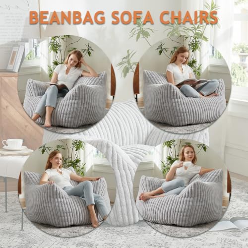 Giant Bean Bag Chair with Filling and Armrests for Adults Teens P241564