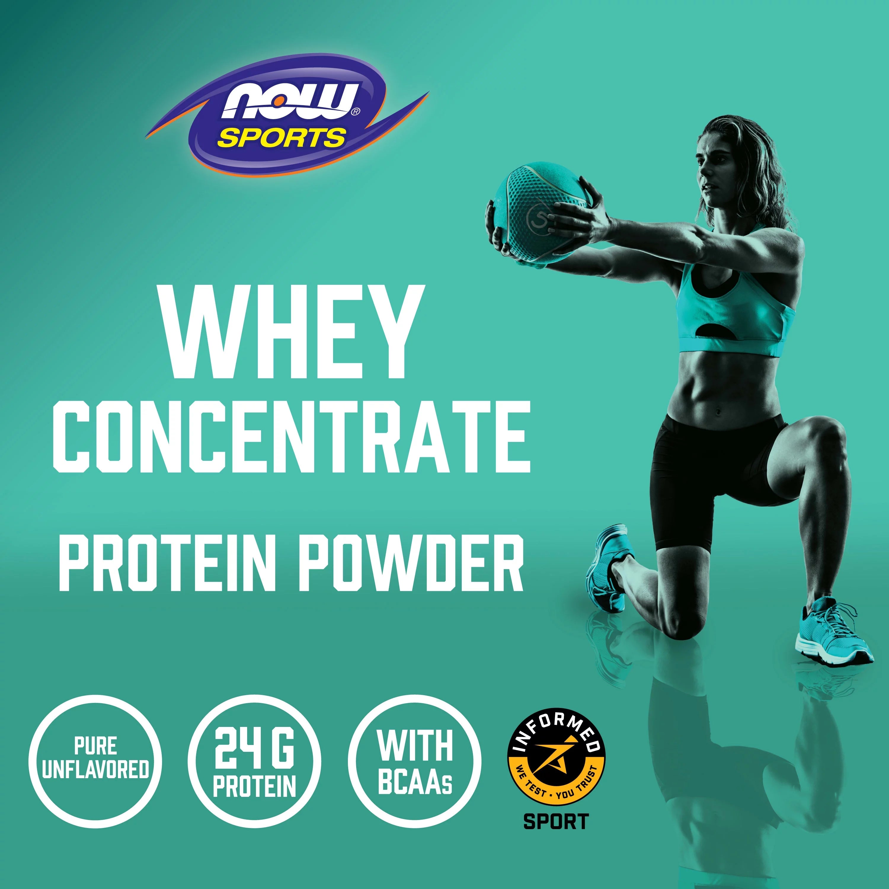 NOW Sports Whey Protein Concentrate Unflavored Powder, 5 lb S7792