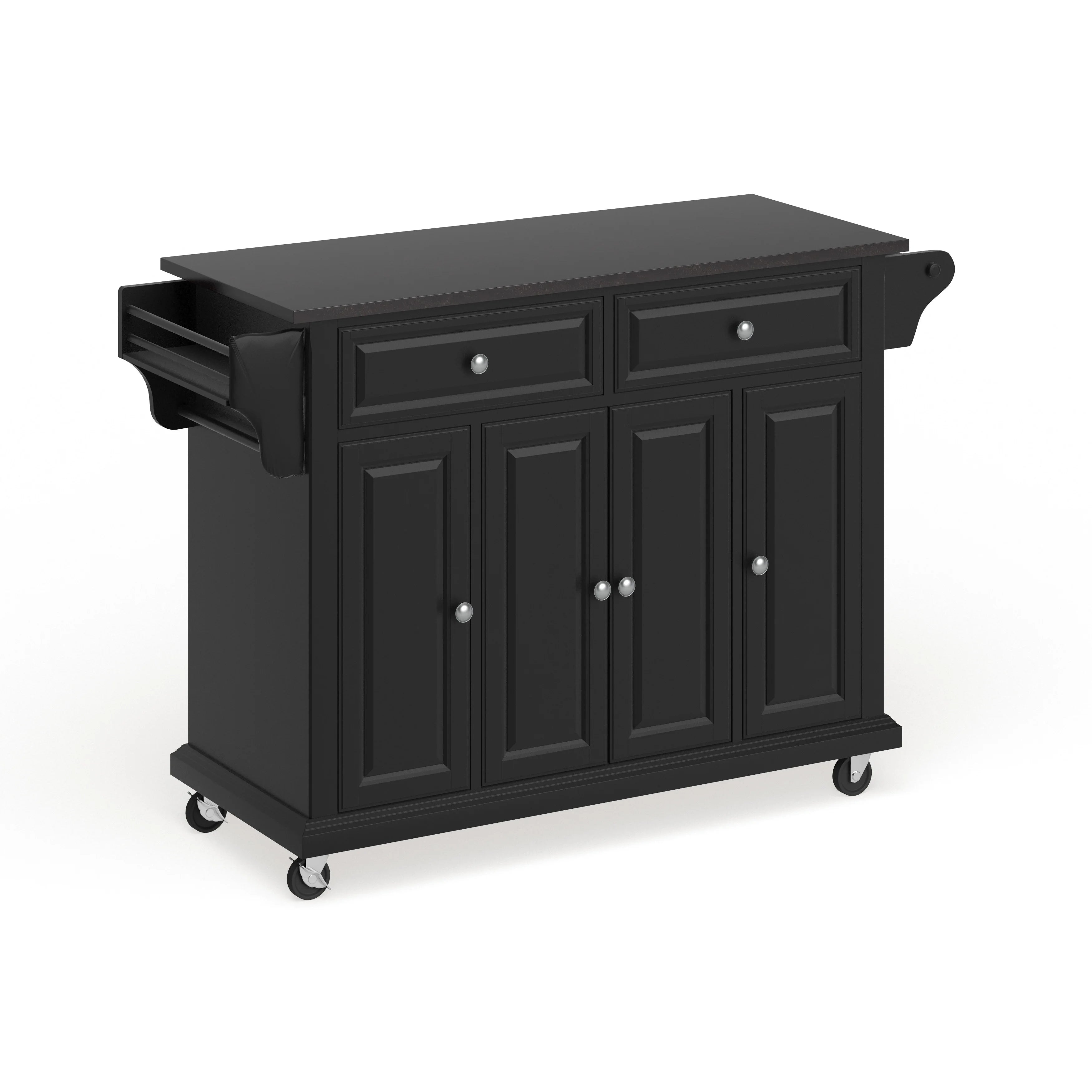 Crosley Furniture Crosley Black Wood Kitchen Cart/ Island with Solid Black Granite Top - 18"d x 51.5"w x 36"h