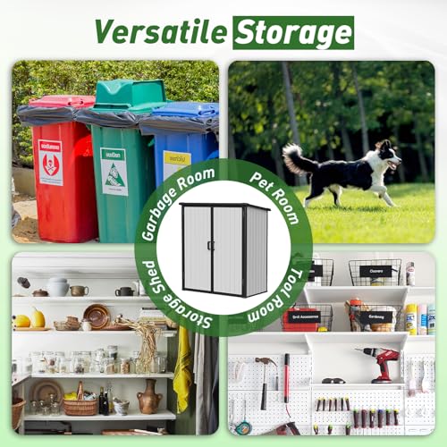 Aoxun 6 x 8 FT Outdoor Storage Shed with Window, Resin, Lockable Doors, Grey N693