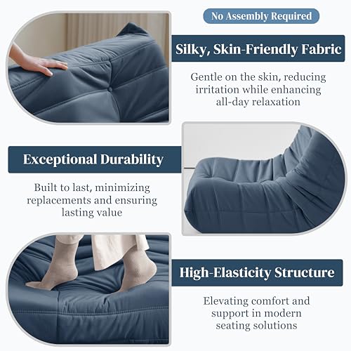 Bean Bag Chair for Adults Suede Microfiber Fireside Floor Chair 3-Seater Beige F151744