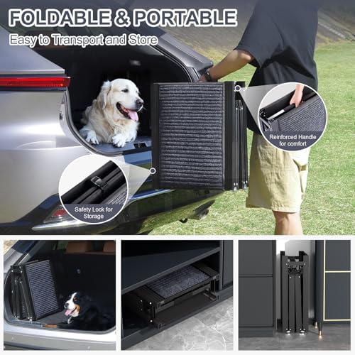 Folding Dog Ramp for Car, 63" Long, Non-Slip Surface for Medium & Large Dogs Q3482