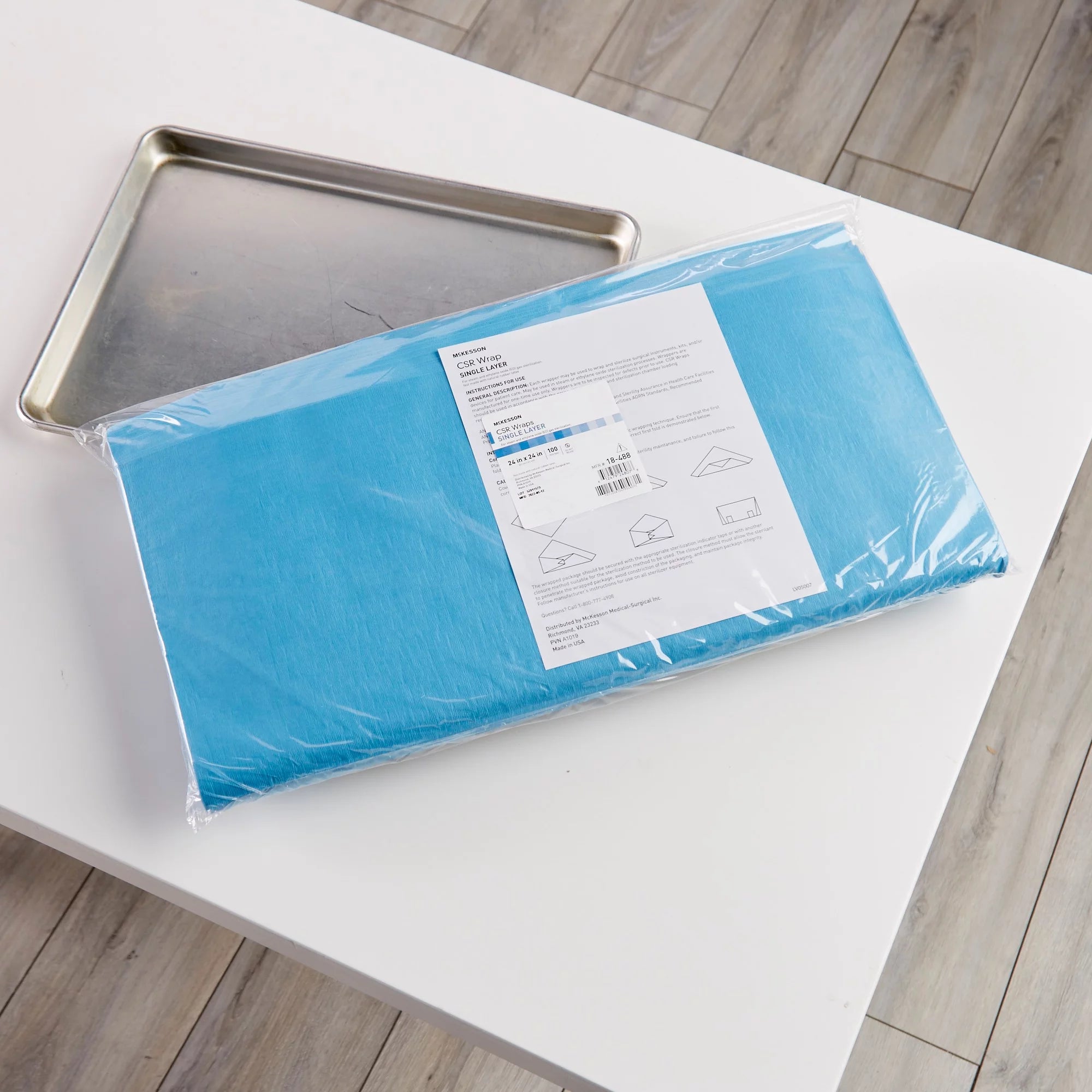 McKesson Sterilization Wrap Single Layer Blue 24 x 24" 100 Ct C504253