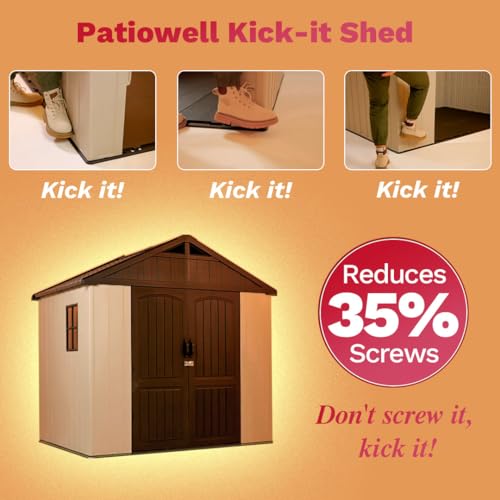 Patiowell 8 x 12 FT Plastic Outdoor Storage Shed with Floor, Window and Lockable Door F41822