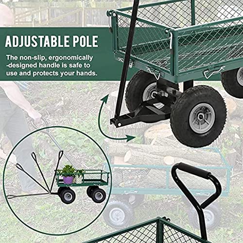 Garden Carts Utility Wagon 400lb Capacity Steel Frame 10in Tires Green N973829