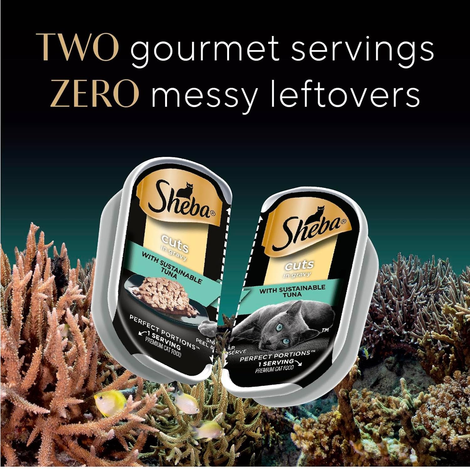 Sheba Perfect Portions Cuts in Gravy Wet Cat Food Trays, Salmon Trout & Tuna Variety Pack E407