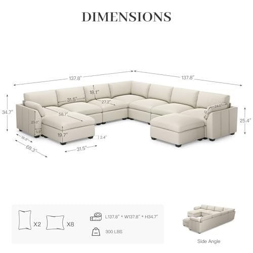 Belffin Extra Large Modular Sectional Sofa, 4-Seater L Shaped Velvet Couch, Black A1471