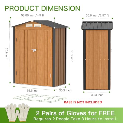 Outdoor Storage Shed 5x3 Ft Metal Steel with Lockable Door N4246