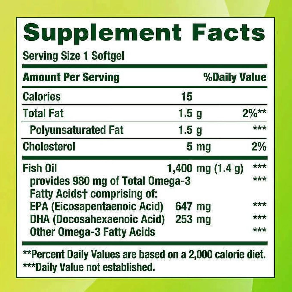 Nature's Bounty Fish Oil 1400 mg, 130 Softgels I253922