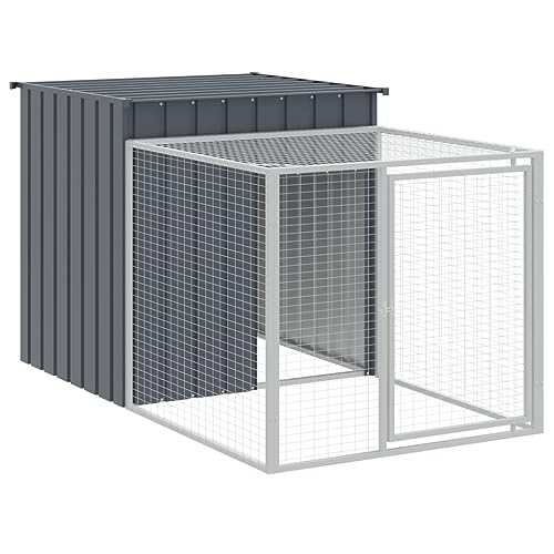 vidaXL Galvanized Steel Chicken Cage with Extended Run Anthracite Y53162