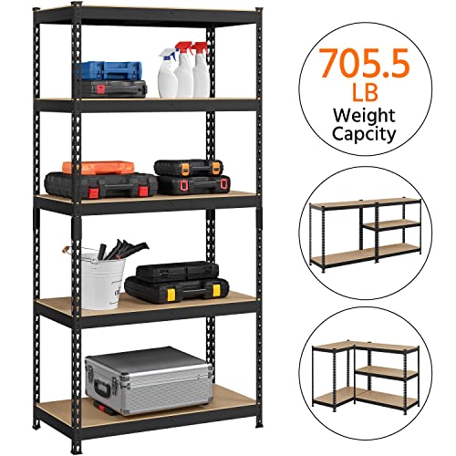 Yaheetech 5-Tier Heavy Duty Garage Shelving Unit, Adjustable Metal Storage Rack, Blue J339478