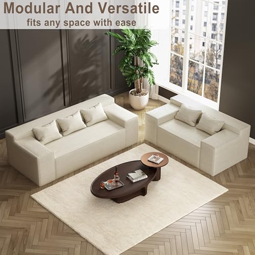 Modern Loveseat Sofa Couch in a Box with 2 Pillows, Cat-Scratch Resistant Linen, Grey F539394