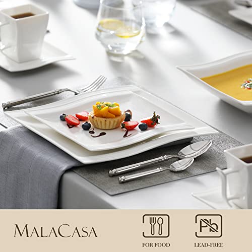 MALACASA Ivory White Porcelain Dinnerware Set, 60 Piece for 12 B171959