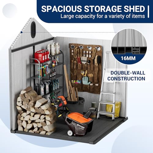 Outdoor Resin Storage Shed 6x6 FT with Lockable Door U754