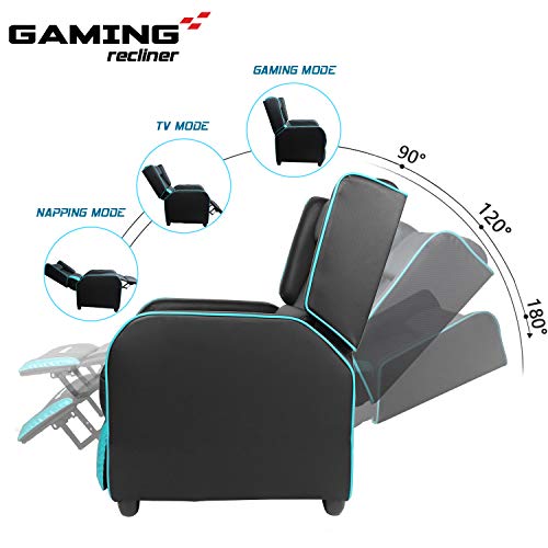 LEMBERI Gaming Recliner Chair PU Leather Ergonomic Racing Style Grey B4055