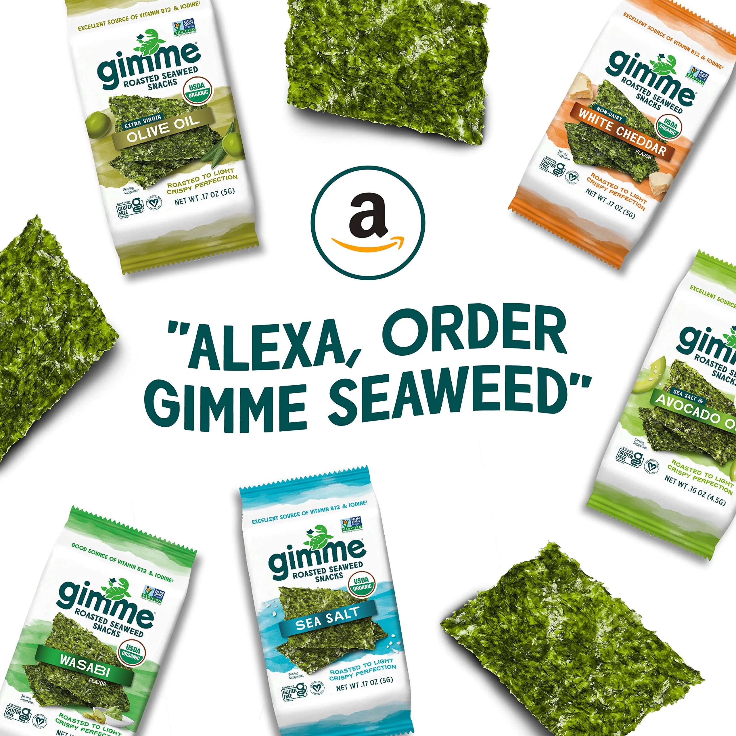 gimMe Wasabi Organic Roasted Seaweed Sheets, 12 Count O29793