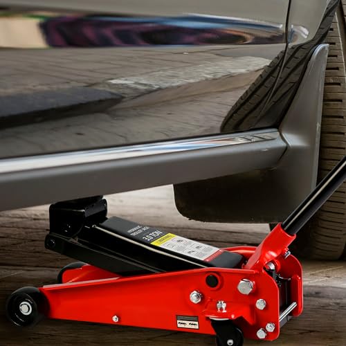 Pvillez Floor Jack, Heavy Duty Hydraulic Low Profile Steel Racing Jack, 2 Ton Capacity Blue H10635