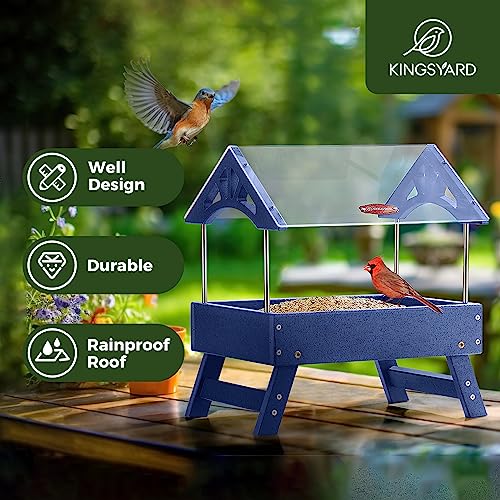Kingsyard Ground Bird Feeder for Outdoors, Recycled Plastic Platform, 5 lbs Capacity, Brown T8804