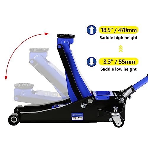 Pvillez Floor Jack, Heavy Duty Hydraulic Low Profile Steel Racing Jack, 2 Ton Capacity Blue H10635