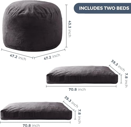 MAXYOYO Giant Bean Bag Chair Bed for Adults, Convertible Floor Sofa G466