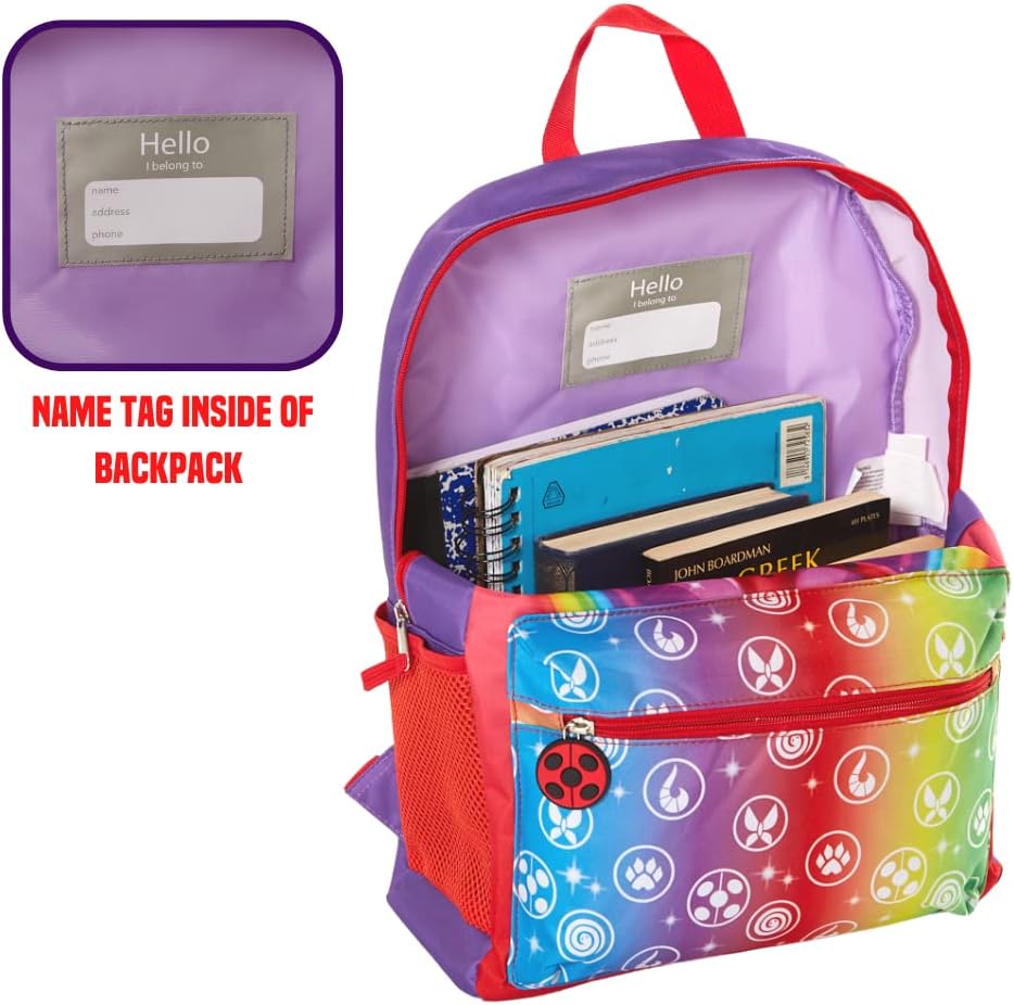 Miraculous Ladybug Backpack Set with Lunch Bag for Girls, 16 inch, 5 Piece N11823
