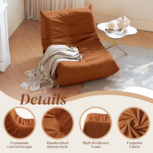 Bean Bag Chair for Adults Suede Microfiber Fireside Floor Chair 3-Seater Beige F151744