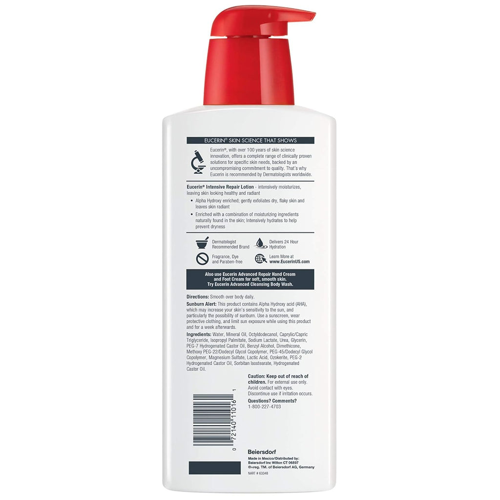 Eucerin Intensive Repair Body Lotion for Very Dry Skin, Fragrance Free, 16.9 Fl Oz A4217