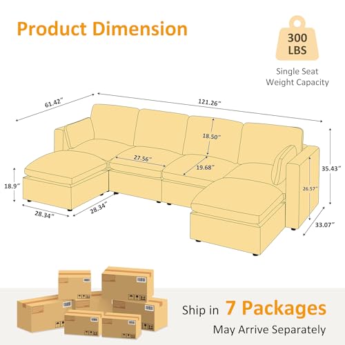 Modular Sectional Sofa with Ottoman for Small Apartments U669203