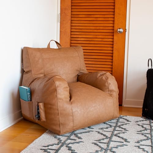 Big Joe Dorm Bean Bag Chair with Drink Holder, Black Smartmax, 3 ft Q1693