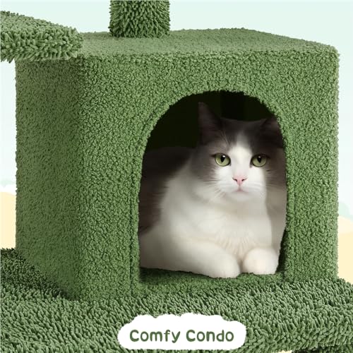 Yaheetech Cactus Cat Tree, 63″ Multi-Level Cat Tower with Scratching Posts O3441