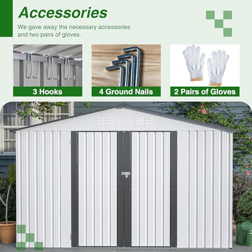 Outdoor Storage Shed 6x4 Ft, Heavy-Duty Resin Tool Shed with Lockable Doors Z7258
