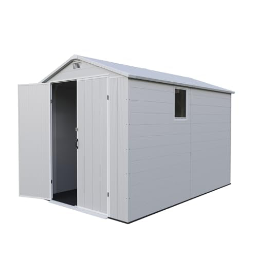 Patiowell 6 x 8 FT Plastic Outdoor Storage Shed with Floor, Dark Grey O60190
